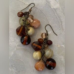 Dichroic Glass Bead Cluster Earrings